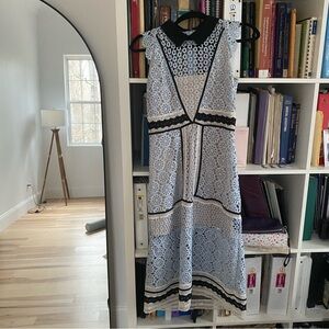 Bebe blue and black lace dress Sz 2 midi formal